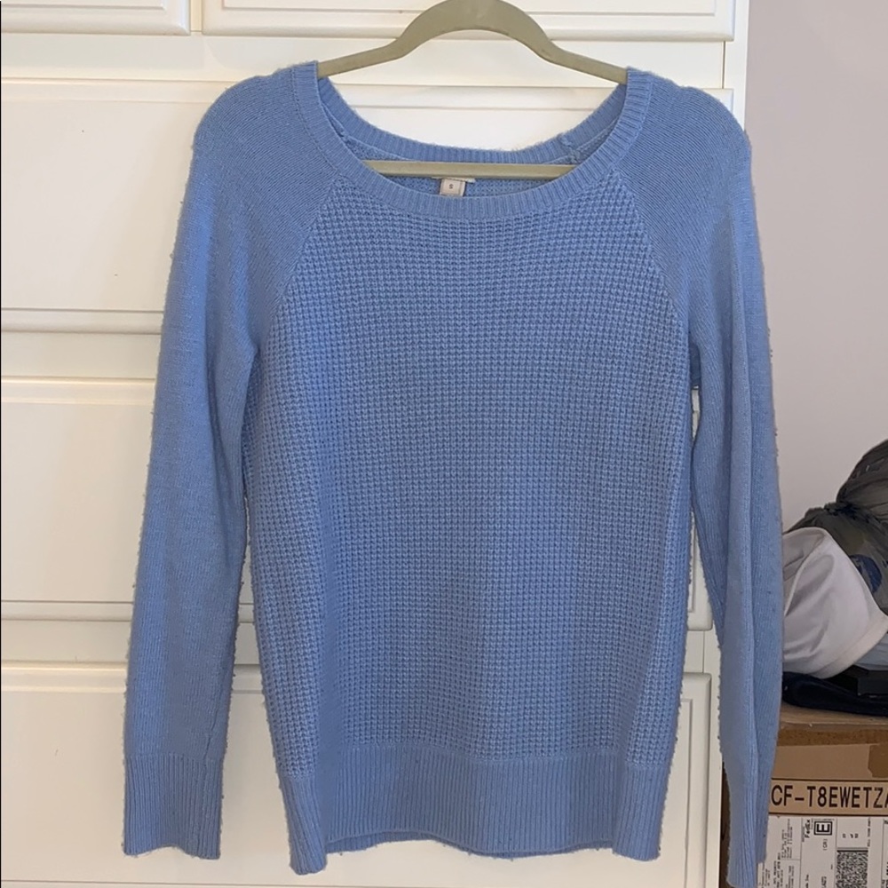 J.Crew Blue Waffle Crewneck Sweater (S)